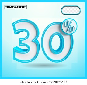 Verkauf Rabatt 3D-Rendering-Objekt 30% blaue Farbe für Kinder-Thema, Kinder-Thema