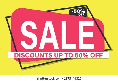 sale discount up to 50% off banner for media descontos de 50% off 