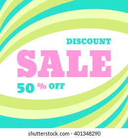 Sale discount 50% off vector concept banner. Creative advertising poster for promotion, shop, website, flyer and other creative projects. Layout in pastel colors. 