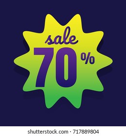 sale discount 70% banner on white background. vector illustration. colorful