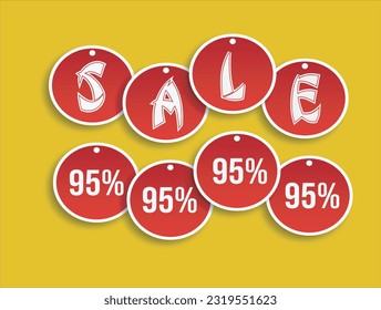Sale discount 95 percent editable text style effect themed sales promotion