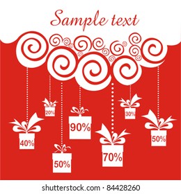 Sale discount background with gift boxes and place for your text. Vector