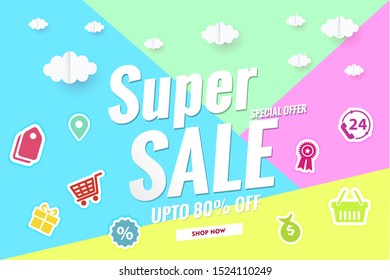 Sale Discount background for the online store. Banner colorful design
