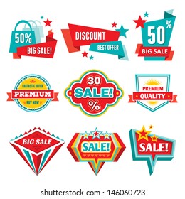 Sale & Discount Badges - Abstract Vector Logo Signs. Modern And Retro Vintage Collection. Design Elements. 