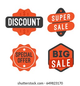 Sale and discount banner and badge isolated in white background