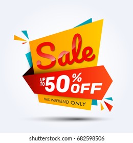 Sale discount banner design.Layout for online shopping, product, promotions, website and brochure.Special offer 50% off. Vector template background.