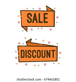 sale and discount banner isolated in white space