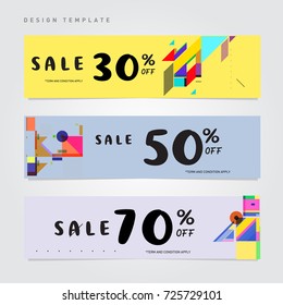 Sale  and  Discount Banner set. Colorful Memphis style banner template and background.
