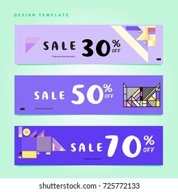 Sale  and  Discount Banner set. Colorful Memphis style banner template and background.