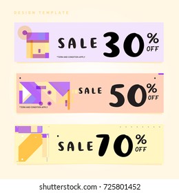 Sale  and  Discount Banner set. Colorful Memphis style banner template and background.