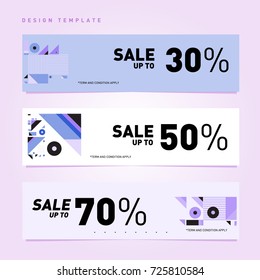 Sale  and  Discount Banner set. Colorful Memphis style banner template and background.