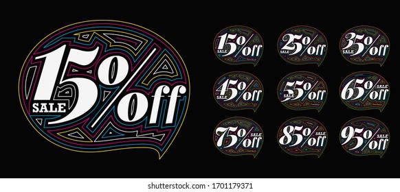 Sale Discount Banner Text. Discount offer price tag.  Vector Modern Sticker Illustration.