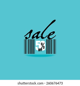 sale discount with bar code vector illustration