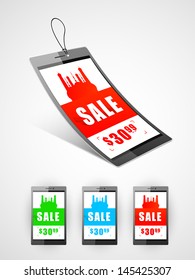 Sale, discount and best offer tag, label or sticker set on occasion of Ramadan Kareem and Eid Mubarak.
