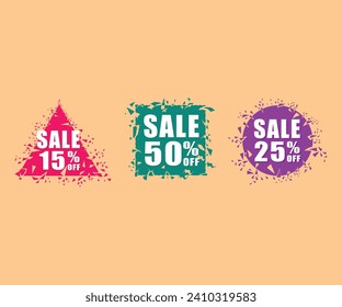 Sale discount design with broken effect on abstract semi orange background 