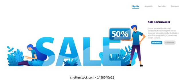 sale and discount design concept for advertising and marketing promotion with 50% off for black Friday. flat illustration concept for landing page, web, ui, banner, flyer, poster, template, background