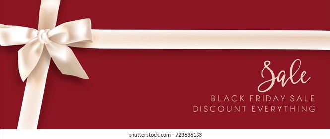 Sale discount fashion promo white bow vector advertising shop poster
