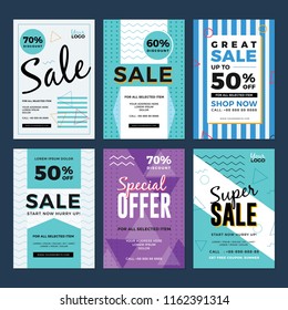 Sale and discount flyer set. Vector illustration for social media banners, poster, flyer and newsletter designs