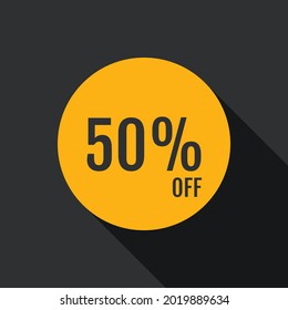 Sale discount icon with long shadow. Special offer price signs, Discount 50% OFF