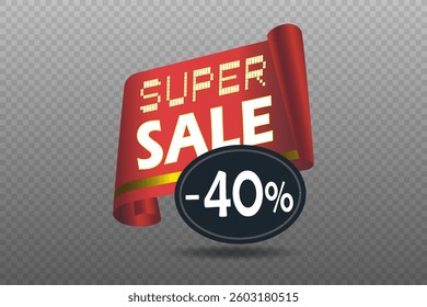 Sale and discount icon, percentage discount banner.