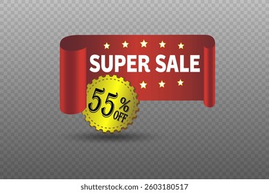 Sale and discount icon, percentage discount banner.