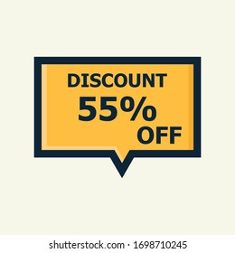 Sale discount icon. Special offer price signs, Discount 55% OFF