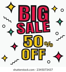 Sale discount icon. Special offer BIG Sale price signs, Discount 50% OFF
