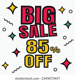 Sale discount icon. Special offer BIG Sale price signs, Discount 85% OFF
