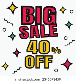 Sale discount icon. Special offer BIG Sale price signs, Discount 40% OFF
