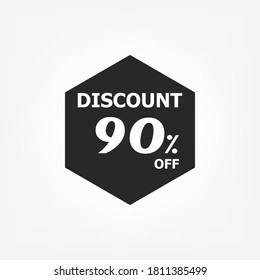 Sale discount icon with white background. Special offer price signs, Discount 90% OFF