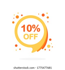 Sale discount icons in flat style isolated on white background. Special offer price signs. 10 percent off reduction symbols. Colored elements. Vector illustration