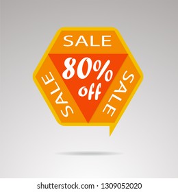 Sale discount icons. Discount offer price label, symbol for advertising campaign in retail, sale promo marketing,  80%. Special offer price signs. Vector image.