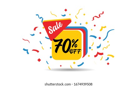 Sale discount icons. Special offer price signs. 70 percent off reduction symbols. ribbons or badge symbols. Colored elements. Vector