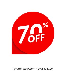 Sale or Discount label. 70 percent price off tag or sticker. Promo information badge. Vector illustration.