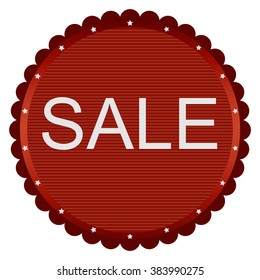 Sale discount label. Image in red tones. 
