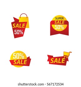 Sale And Discount Label Sticker Vector Set Element