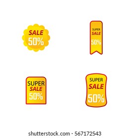 Sale And Discount Label Sticker Vector Set Element