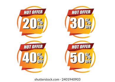 Sale and discount labels, Abstract offer Sale Discount labels set design, Discount tags collection with percent set, 20, 30, 40, 50, percent sale promotion tag.