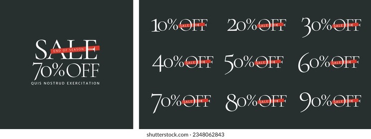 Sale and discount labels. Abstract Red Triangle Splash offer Sale Discount labels set, Discount tags collection with percent set, 10, 20, 30, 40, 50%, 60%, 70%, 80%, 90%  sale promotion tags.