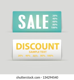 Sale and discount labels, banner. Vector.