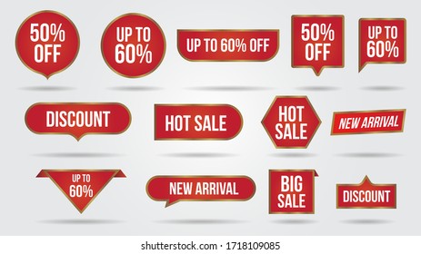 Sale discount lebel collection banner and icons corners, labels, curls and tabs.Shopping tags new collection offers isolated.