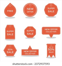 Sale discount lebel collection banner and icons corners, labels, curls and tabs.Shopping tags new collection offers isolated.