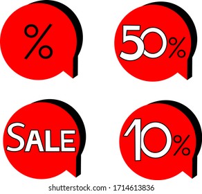 sale. discount. lettering, numbers, percentages on a red and black background. set