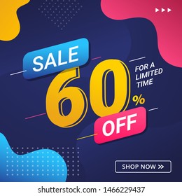 Sale discount offer banner 60% off. Special offer price Vector illustration