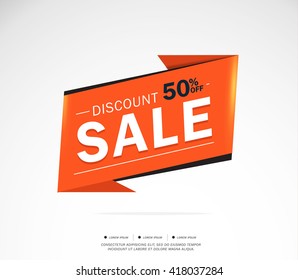 Sale Discount offer Orange background. 50% off. Vector illustration.Theme color.