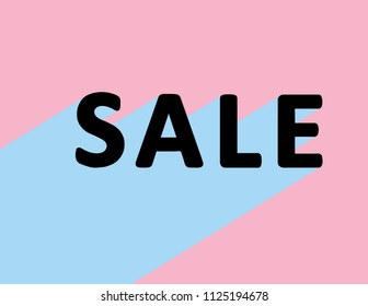 Sale. Discount Offer Price Illustration. Black Text with Blue Shadow Below. Pink Background. Retro Style.