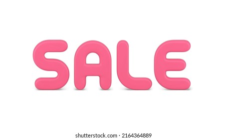 Sale discount pink marketing font business retail creative message decorative design realistic 3d icon vector illustration. Black friday special offer promotion text letter elegant glossy advertising
