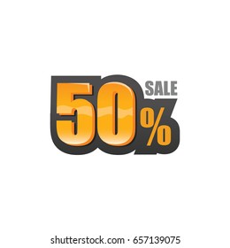 Sale and discount pointer or sticker. Fifty percent price off tag vector icon.