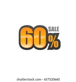 Sale and discount pointer or sticker. Sixty percent price off tag vector icon.