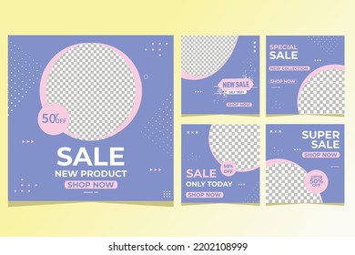 Sale Discount Post. Collection of editable square banner template for social media post, internet ads Vector illustration Set of Sale Post template design. Mega Sale Discount, Big Promotion Sale